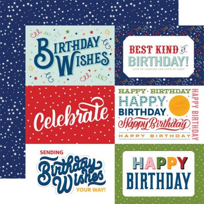 Echo Park Birthday Salutations Designpapier -  6 x 4 Journaling Cards